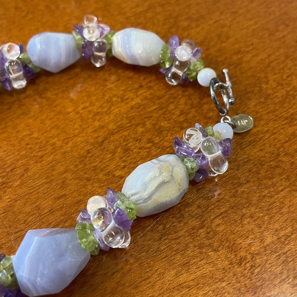 Ross Simons Blue/Purple Agate Quartz Necklace Choker - Picture 7 of 16